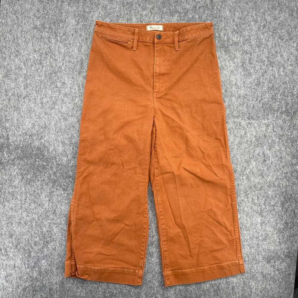 Madewell Emmett Wide Leg Crop Pants Womens 31 Rust Orange High Rise Canvas